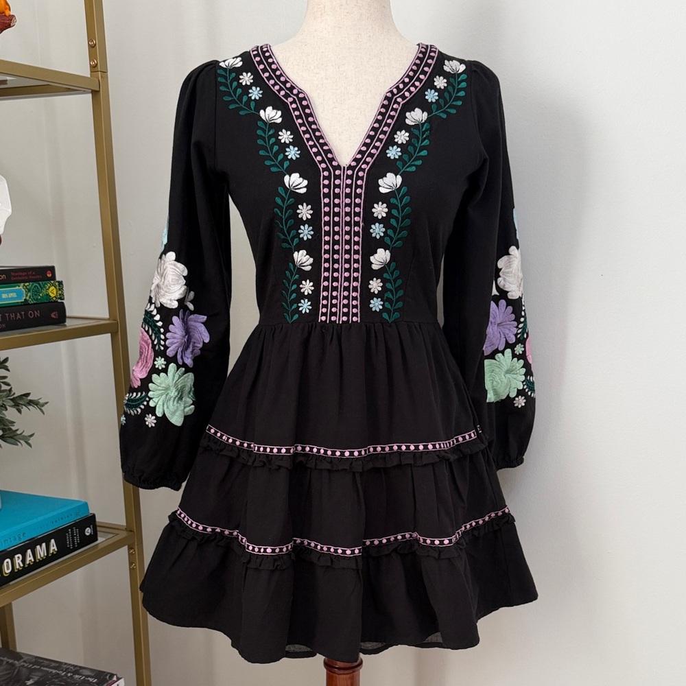 Roller Rabbit Black Lucena Embroidered  Naema Dress